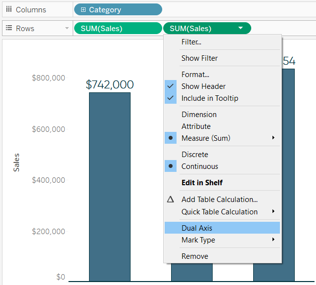 Tableau Dual Axis
