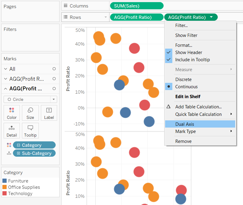 Creating a Dual-Axis Scatter Plot in Tableau